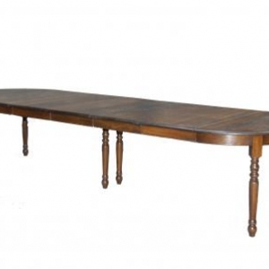 table ronde en chene massif avec 5 allonges