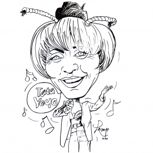 Annie Cordy et son tube Tata Yoyo. Caricature Jean-Marie Lesage