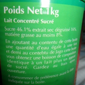 Jago, le "lait quotidien",  pur sucre et graisse.