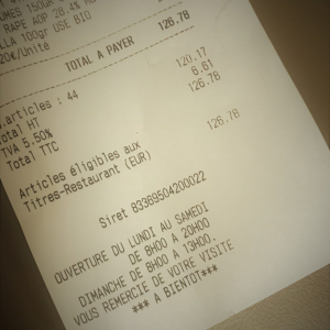 Ticket de caisse, spécimen.