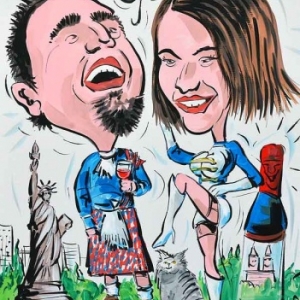 caricature minute pour mariage en couleur