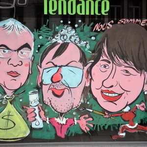 caricatures de Pierre Yves Jeholet, Yves Vanlaethem et de Carole Stabel . Malmedy