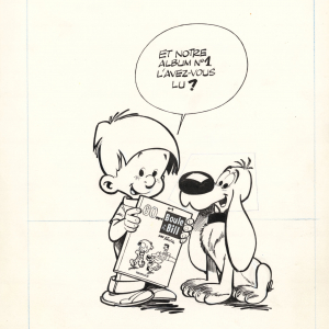 60 gags de Boule et Bill, Tome 2, 1964, Quatrième de couverture, Encre de Chine sur papier. 29 x 21,5 cm. © Jean Roba / Studio Boule et Bill 2024