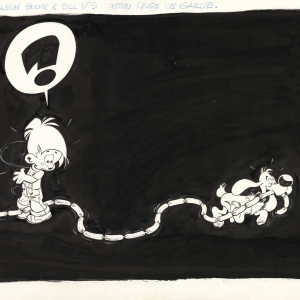 60 gags de Boule et Bill, Tome 5, 1969, Page de garde, Encre de Chine sur papier. 32,5 x 46 cm. © Jean Roba / Studio Boule et Bill 2024
