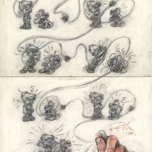 Les quatre saisons Tome 28, 2001, Page 36, Crayons de couleur sur papier, 42 x 29 cm. © Jean Roba / Studio Boule et Bill 2024