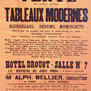 Vente d'oeuvres pour élever une stèle à Apollinaire