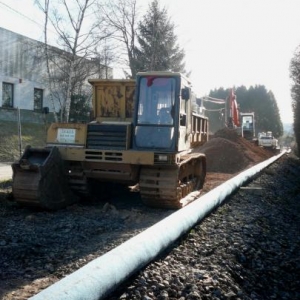 Les travaux d'enfouissement en cours a l'entree de Malmedy ( route de Bellevaux )