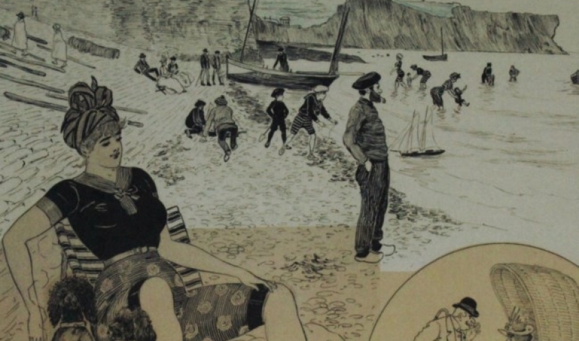 "Arromances-Anelles-Ver sur Mer-Courseulles" (1892/encre de chine-crayon bleu) (c) "Mars"/Coll. privee