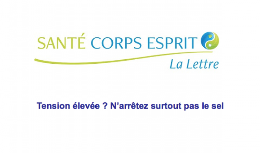 Tension élevée ? N’arrêtez surtout pas le sel Tension élevée ? N’arrêtez surtout pas le sel