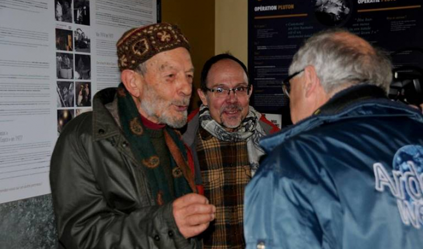 2011, célébration du 50ième anniversaire de l’ouverture de la Grotte de Hotton au public. De gauche à droite - Bernard Magos, Daniel Vanden Bosch, et Jean-Marie Lesage reporter pour Ardennes Magazine. Ph – André Vanden Bosch.