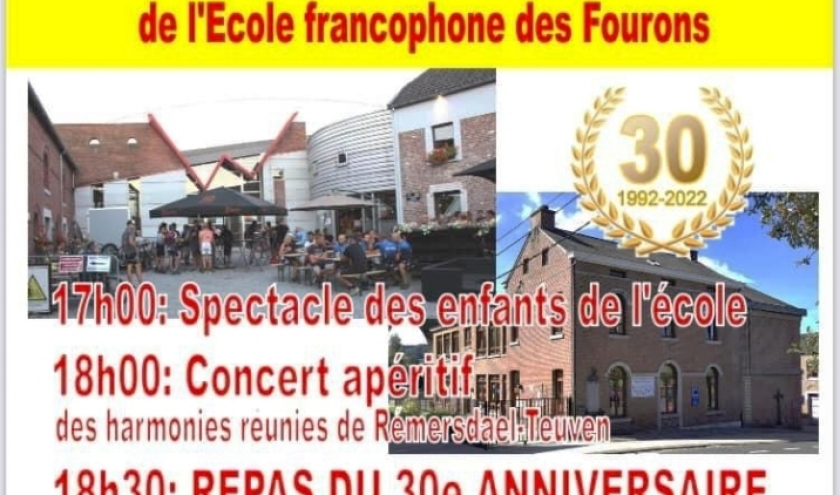 30ème anniversaire de l'Ecole francophone et du Centre sportif et culturel de Fourons 30ème anniversaire de l'Ecole francophone et du Centre sportif et culturel de Fourons