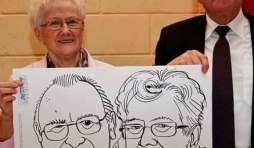 caricature pour les 50 ans de mariage de Louis et Mariette de Membach